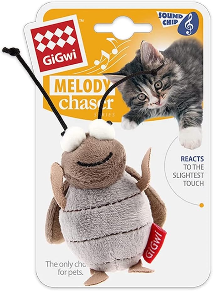 Gigwi Interactive Cricket Cat Toy, Automatic Cricket Squeaky Cat Toys, Play and Squeak Electronic Cricket Toy for Cats Kitten Indoor