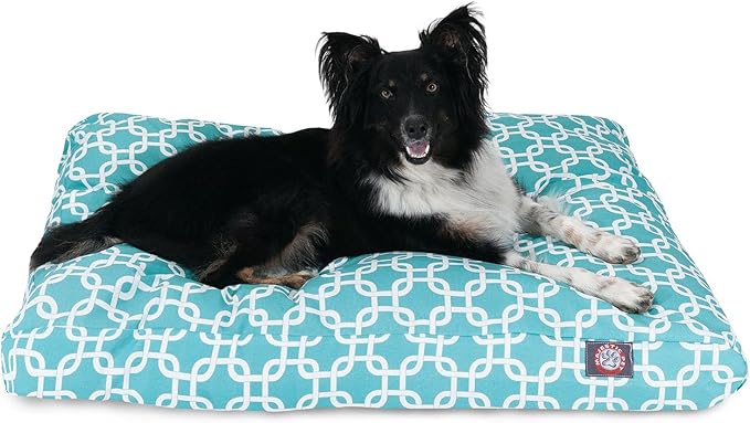 Black Links Large Rectangle Indoor Outdoor Pet Dog Bed With Removable Washable Cover By Majestic Pet Products