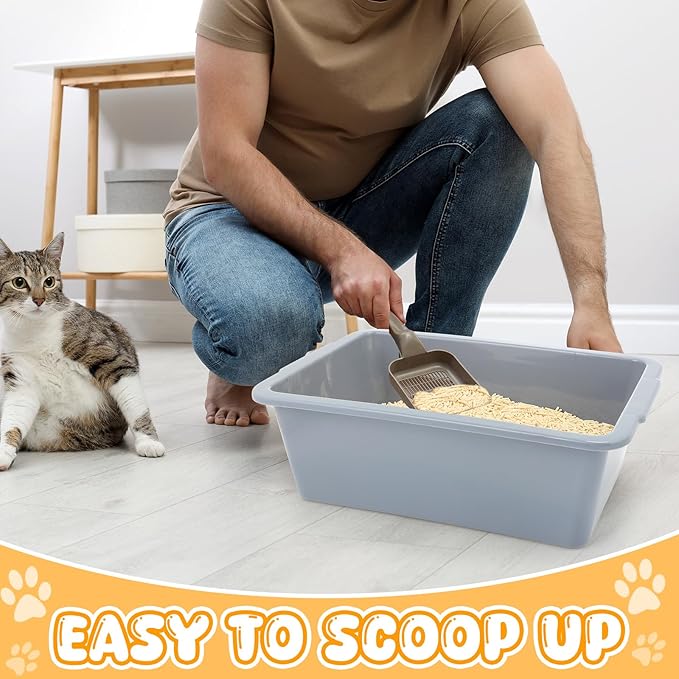 3 Pcs Small Kitten Litter Box Cat Litter Pan Plastic Open Cat Litter Box Waterproof Travel Toilet for Pet Cattery Small Medium Size Cats Puppies, Gray