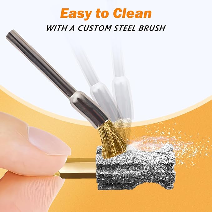 Anti-Clogging Dog Nail Grinder Head, Faster Cooling Pet Nail Grinding Bit with Steel Brush Compatible with Casfuy & Many Brands for Small Medium Large & Anxious Dogs - Don't Cover It