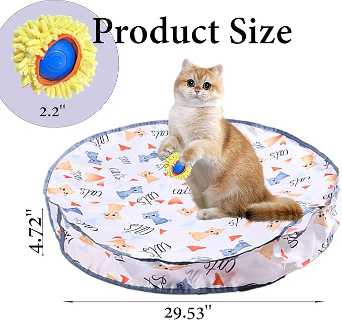 Interactive Cat Toys Ball Fast Rolling in Pouch, Rechargeable Electric Cat Toys, Motion Activate Cat Toy with LED Light, Hide and Seek Mouse Catching Game for Indoor Cats/Kittens/Dogs.