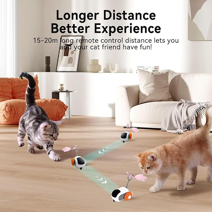 Interactive Cat Toys for Indoor Cats, Turbo Tail 2.0 Cat Toy, Automatic Kitten Toys with Two-Speed Adjustment, Remote Control & Rechargeable Exercise Cat Toys for Bored Indoor Adult Cats