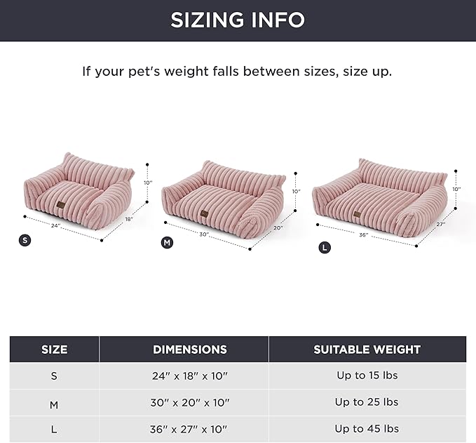 Bedsure Cute Dog Couch for Pets - Fluffy Dog Sofa with Premium Soft Corduroy Fleece, Dog Couch Bed with Washable Cover, Supportive Dog Sofa Bed for Medium Large Dogs, 36inch, Blush Pink