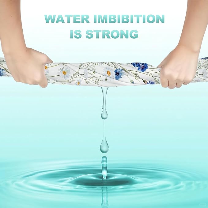 White Daisy Flowers Hand Towels Set of 2,Blue Cornflower Fingertip Towel Polyester Cotton Soft Bath Hand Towels for Bathroom Kitchen Hotel Spa Hand Towels 14"X28"