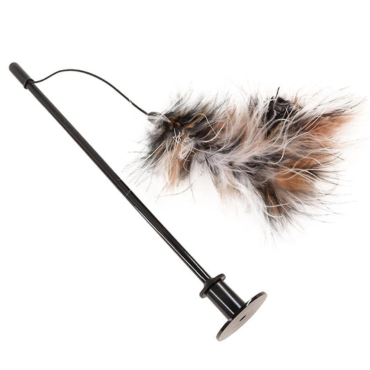 Coastal Pet Turbo Teaser Cat Toy - Interactive Cat Feather Toy and Cat Wand - Attach to Cat Towers & Scratcher Pads - Assorted - 10"
