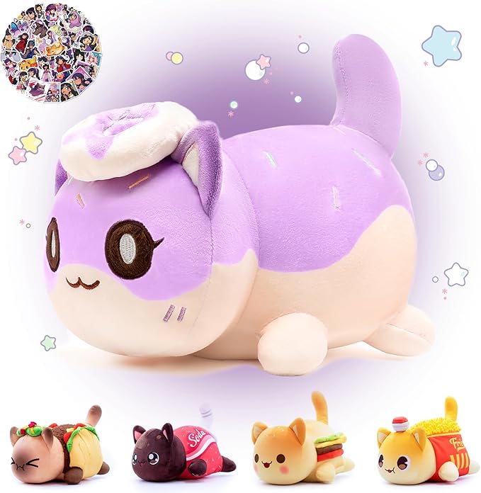 KOWSI Donut Cat Plush Toys Blind Box Cat Plush Series-100% Polyester Embroidery Plush Pillow-Cute Popular Cat Plush Collectibles (Donut Cat Plush)