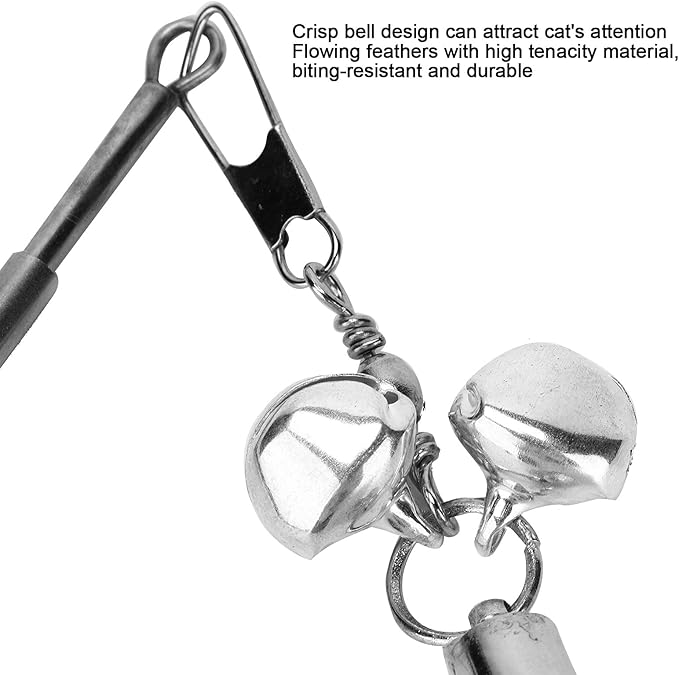 GLOGLOW Interactive Cat Toy, Funny Retractable Cat Wand with Bell for Indoor Cat and Kitten Playing(Black) & Animal Toys