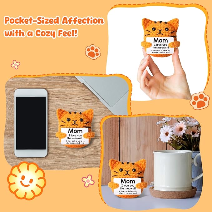 Birthday Gifts for Mom Grandma Positive Crochet Animal for Aunt Godmother,Emotional Crochet Small Birthday Gifts