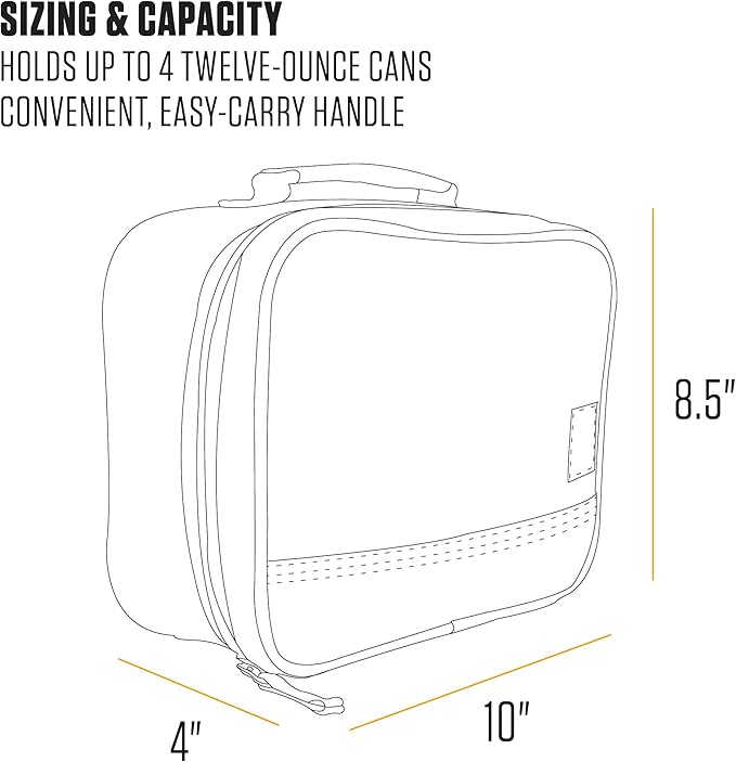 Carhartt Insulated 4-Can Lunch Cooler for Men and Women, Fully Insulated and Water Resistant, Essential Lunch Cooler (Black)