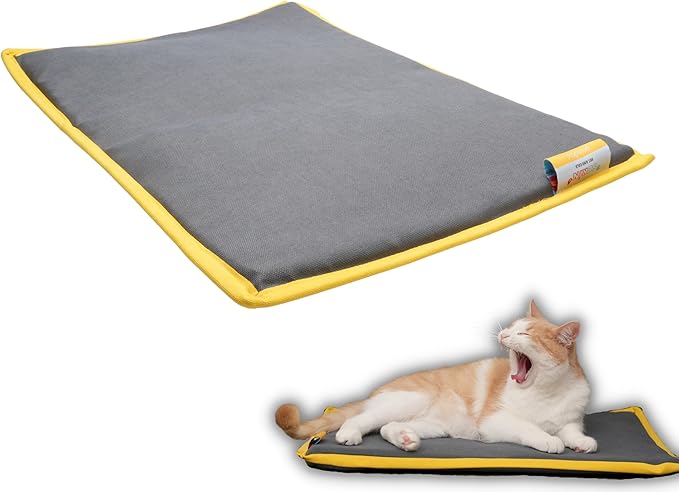 Cooling Heating Mat for Cat & Dog Small Medium Pet (16x24), 5 Layers Microwave Water Repellent No-Electric Thermal Pad Washable Non Slip Durable Solid Warming Gel Bed (Anthracite)