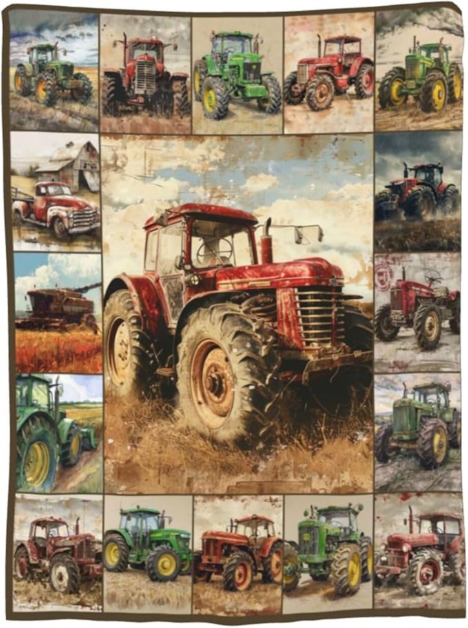 Farm Truck Blanket Retro Truck Throw Blanket Truck Stuff Merch Cozy Print Flannel Fleece Soft Plush Fuzzy Warm Lightweight Bedding Truck Gifts for Women Girls Men Kids 50"X40"