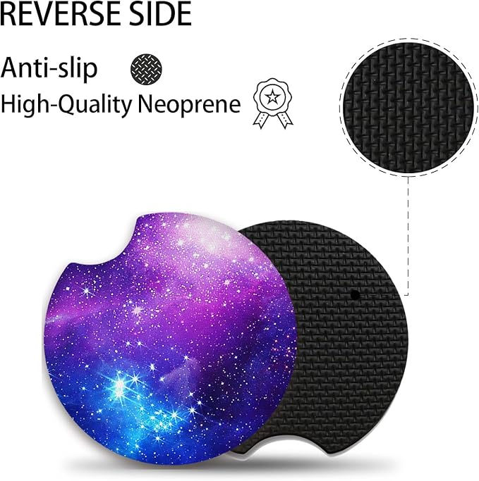 2pcs Car Coasters Absorbent Car Cup Holder Coasters,Nebula Pattern Car Coasters for Cup Holders, Cup Holder Accessories for Women & Men, Absorbent Drinks Coaster Mat