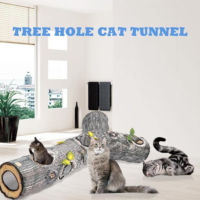 Cat Tunnels for Indoor Cats, Cat Tunnel Bed Toy, Cat Stuff Accessories for Large Cats Kitten and Other Small Animals to Chase and Play, Foldable & Easy to Store, Cat Tube Toys L 59"