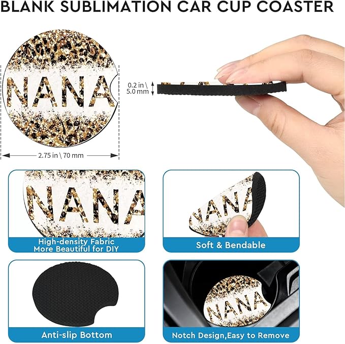 Car Coasters for Cup Holders,2 Pack Nana Gifts Car Cup Holder Coasters,Nana Gifts for Grandma Birthday Gifts for Nana from Granddaughter Grandson Grandchildren Grandkids Nana Gifts