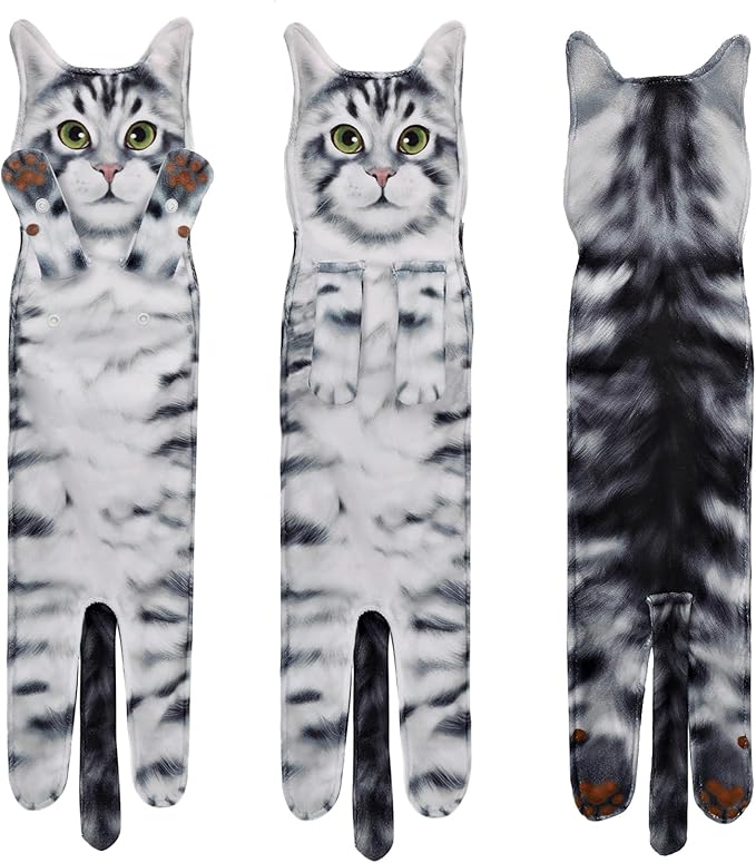 Funny Cat Gifts for Women Mom Grandmom- Cute Kitten Hand Towel for Bathroom Kitchen- Unique Housewarming Valentines Mothers Birthday Christmas Gag Gifts for Women Mom Cat Lovers