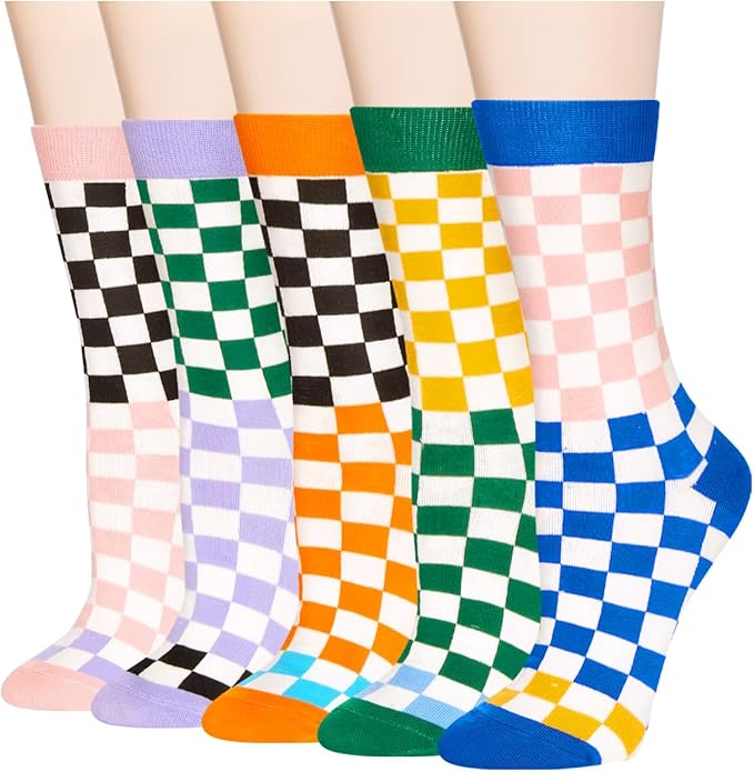 Benefeet Sox Cute Crew Socks for Women Girls Novelty Funny Patterned Socks Colorful Kawaii Cotton Casual Calf Sock 5 Pairs