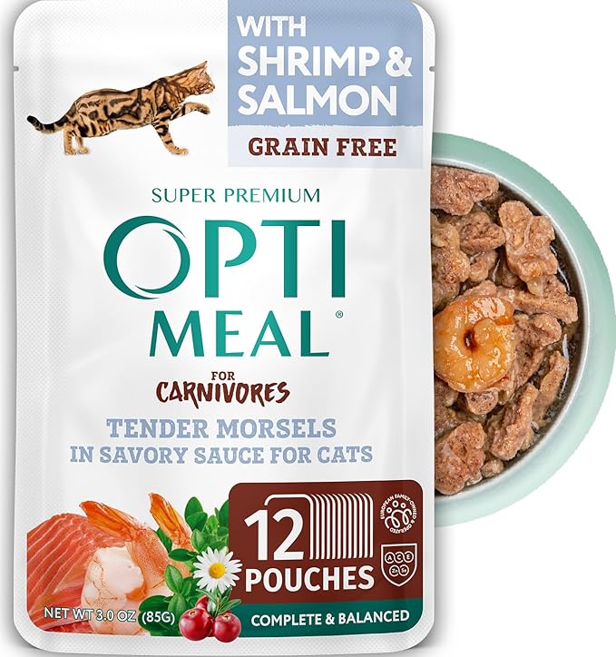 Optimeal® Grain Free Tender Morsels with Real Shrimp & Salmon in Savory Sauce Adult Wet Cat Food