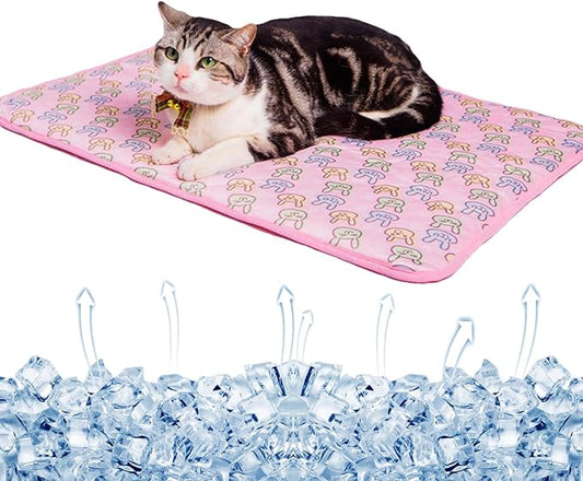 SEIS Dog Ice Pad Ice Silk Cats Kennel Mat Pet Cooling Pad Summer Cool Bamboo Mat Breathable Pad (Pink, S