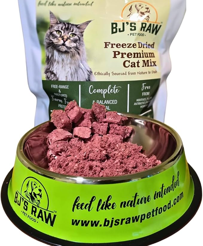 BJ's Raw Pet Food Freeze Dried Complete Premium Cat Mix Protein Rich Nutritious Meal for Optimal Health Made in USA, 4-Ounce
