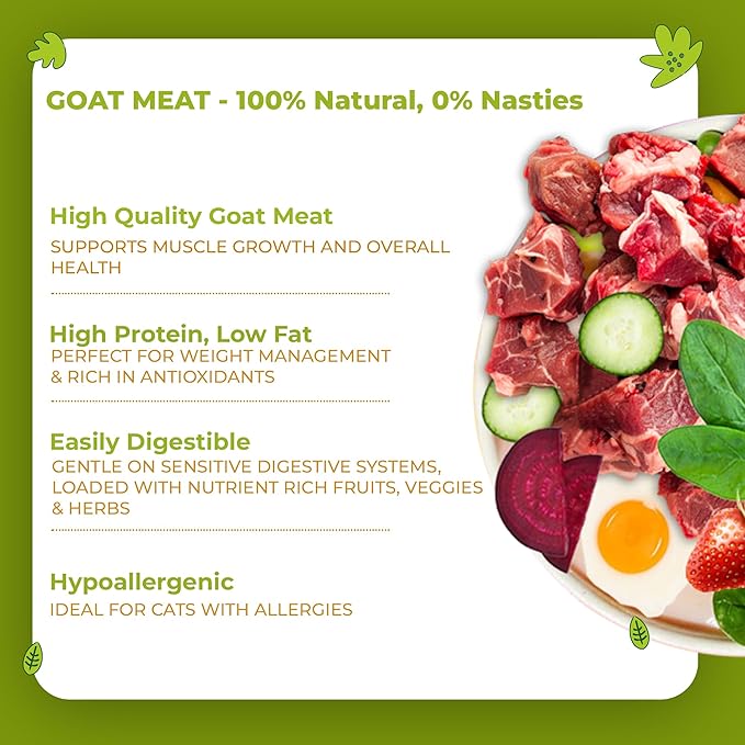 Nature's Kitchen Freeze Dried Cat Food - 100% Real Goat Meat | Grain-Free | Provides Omega3 & Iron | Maintains Healthy Bones | Healthy Cat Food | Single Source of Protein (17.64oz)