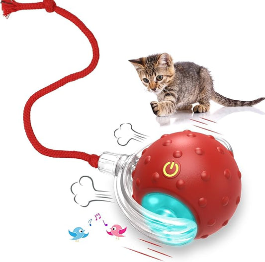 Cat Toys Interactive with Motion Activated & Chirping, Rolling Super Fast on Carpet Happy Party Game with Kittens