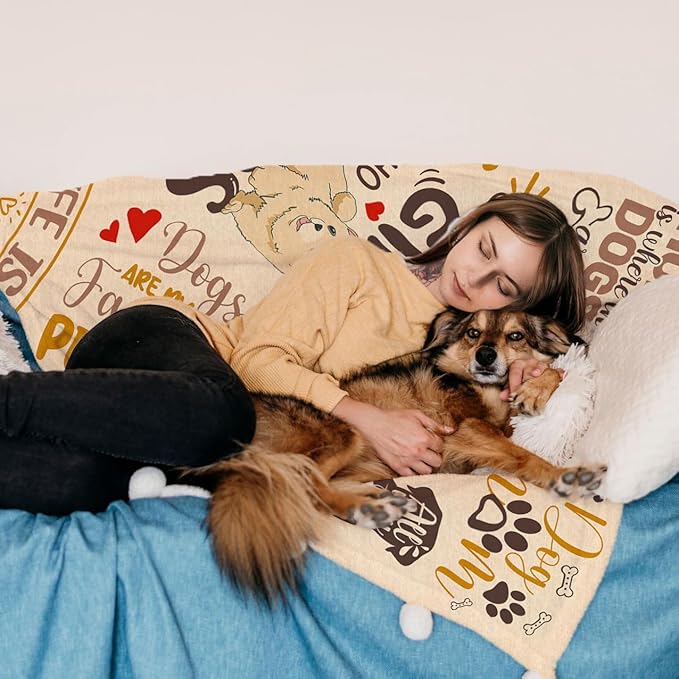 Dog Mom Gifts for Women, Gifts for Dog Lovers Throw Blanket 50x60 Inch, Just A Girl Who Loves Dogs Blanket