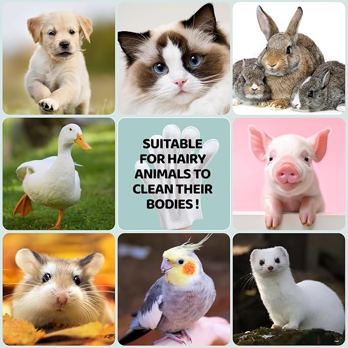 20 Pcs Pet Cleaning Glove Bathing Wipes for Dogs and Cats,No Rinse Cats Gloves Wipes,Pet Wipes for Paws, Butt, Face and Fur,Pet Bathing Gloves Wipes for Daily Care and Traveling