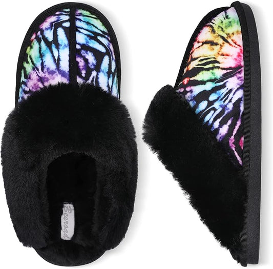 Besroad Winter Fuzzy House Slippers Sandals Plush Faux Fur Fluffy Flats Slippers Warm Slide Shoes for Women