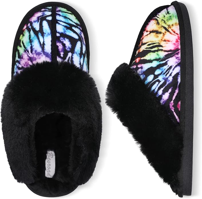 Besroad Winter Fuzzy House Slippers Sandals Plush Faux Fur Fluffy Flats Slippers Warm Slide Shoes for Women