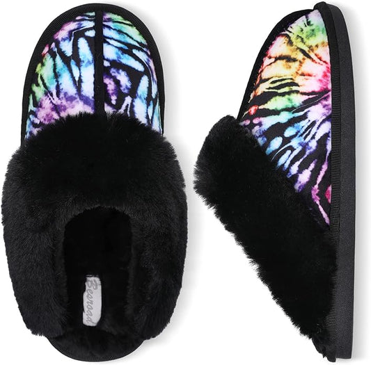 Besroad Winter Fuzzy House Slippers Sandals Plush Faux Fur Fluffy Flats Slippers Warm Slide Shoes for Women