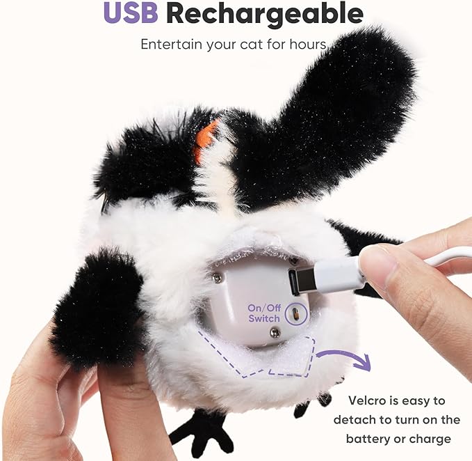 Petbobi Cat Toys Flapping Bird - Lifelike Lark Interactive Cat Toy with Catnip, Exercise Toy for Bored Indoor Cats, Rechargeable Motion Activated Chirping Kitten Toy for All Breeds Cat