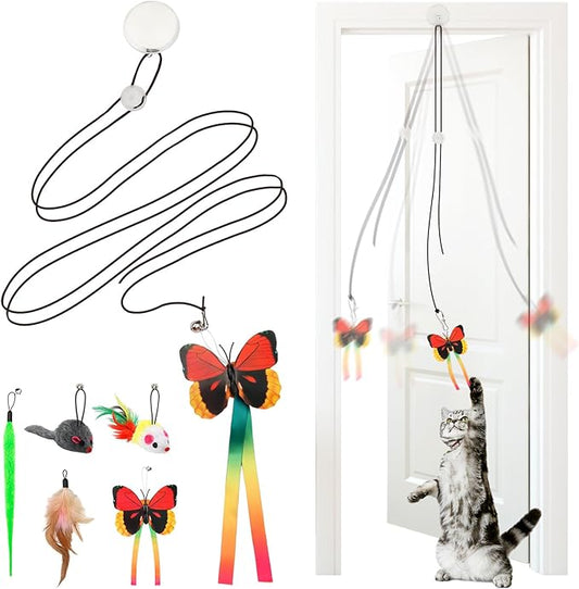 Interactive Cat Toy, Hanging Cat Toys for Indoor, cat Door Toy Replacements with Bell Kitten Toys for Indoor Cats Kitten