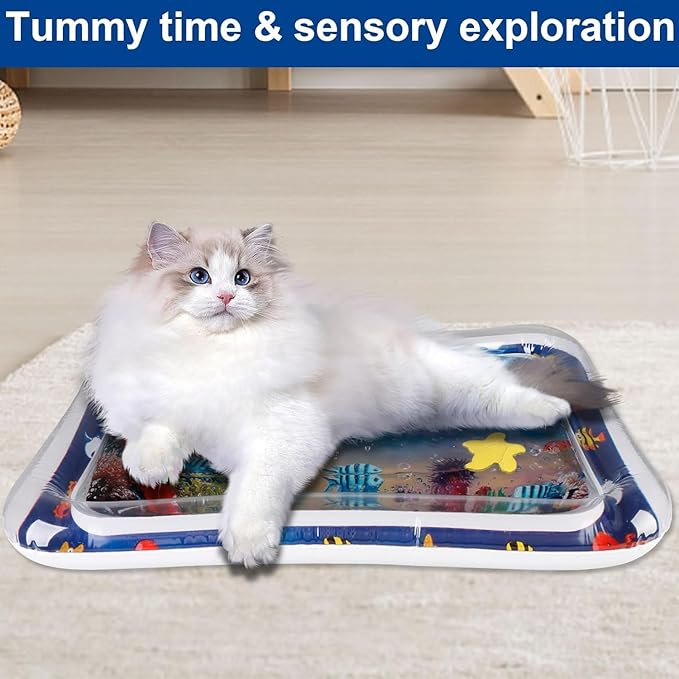 2024 New Thickened Water Sensor Play Mat for Cats,Water Sensor Play Mat， Thickened Water Sensor Play Mat,Pet Play Water Sensor Mat for Kids, Cat Water Play Mat Feel Cool Comfort .【Dolphin Design】