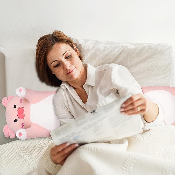 Long Pig Plush Pillow,35.5" Large Pig Stuffed Animal,Weighted Pig Plush,Cuddly Sleeping Hugging Pillows, Soft Giant Body Pillow,Beloved Pig Plush Toy Gift at Birthday