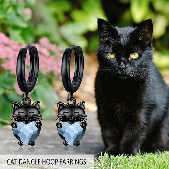 925 Sterling Silver Cat Earrings Cute Animal Kitten Stud Earrings cat Jewelry Gifts for Women Girls Hypoallergenic Earrings for Sensitive Ears