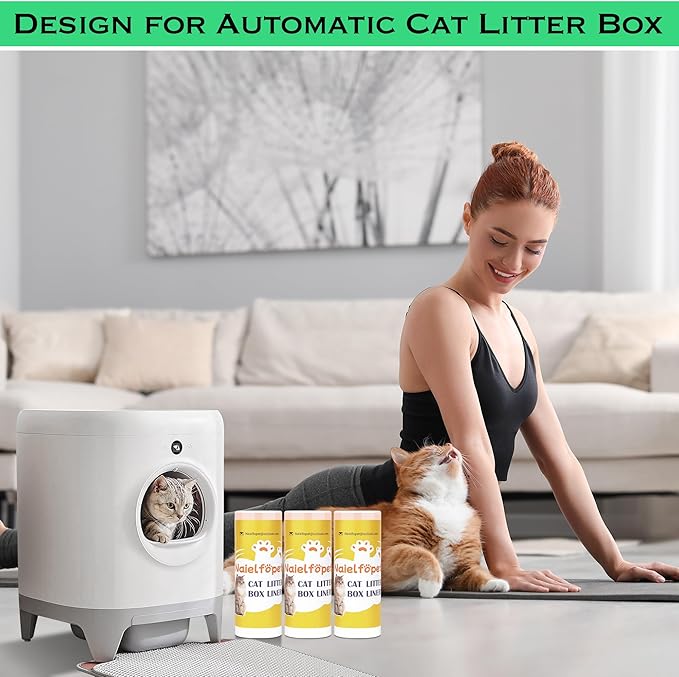 40 Count Drawstring Automatic Cat Litter Box Liner Bags, Disposable Heavy Duty Cat Litter Bags, Replaced Cat litter Box Bags Suit for PuraX PuraMax PuraMax2