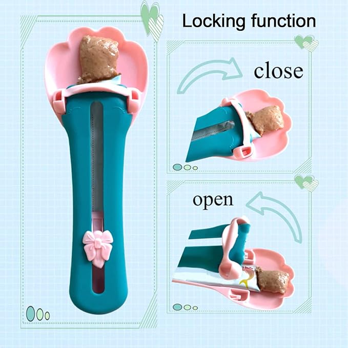 Cat Claw Shaped Cat Strip Squeeze Spoon, Delectables Lickable Cat Treats Spoon, Wet Treat Cat Feeder Spoon Treat Squeeze Spoon for Lickable Wet Cat Treats Liquid Snack Feeding (Pink + Blue)