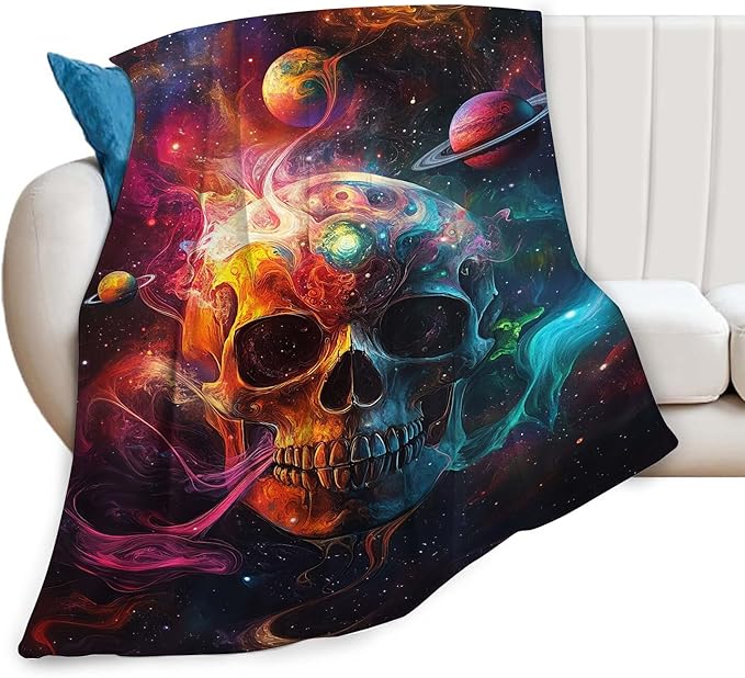Skull Throw Blanket Skeleton Gifts for Kids Girls Boys Adults Women Men Soft Cozy Warm Plush Fluffy Fuzzy Fleece Blanket Decor 40''X50''