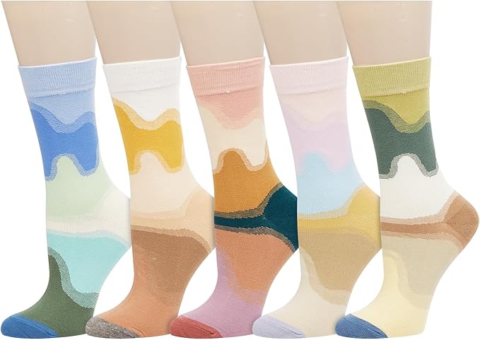Benefeet Sox Cute Crew Socks for Women Girls Novelty Funny Patterned Socks Colorful Kawaii Cotton Casual Calf Sock 5 Pairs