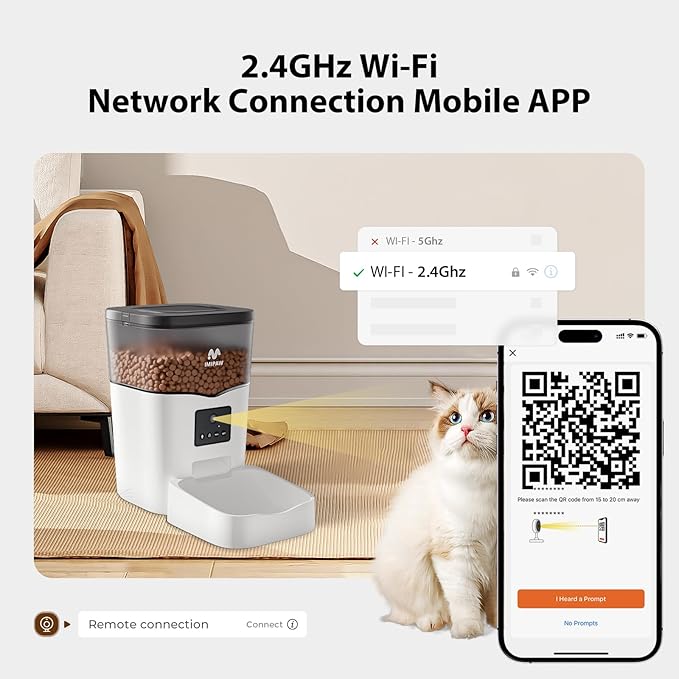 Automatic Cat Feeder with Camera: Automatic Cat Food Dispenser App Remote Control Timed Feeding of Dry Food WiFi Pet Feeder with Audio and Video Recording Up to1-8 Meals for Cat & Small Dog