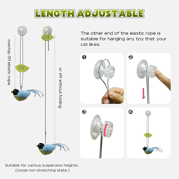 LEWISER Cat Toys Chirp Chickadee, Interactive Cat Feather Toys, Retractable Cat Teaser Toy, Hanging Toys for Indoor Cats Exercise, Kitten Kitty Fun Mental Physical Toys, Blue (1 Pack)