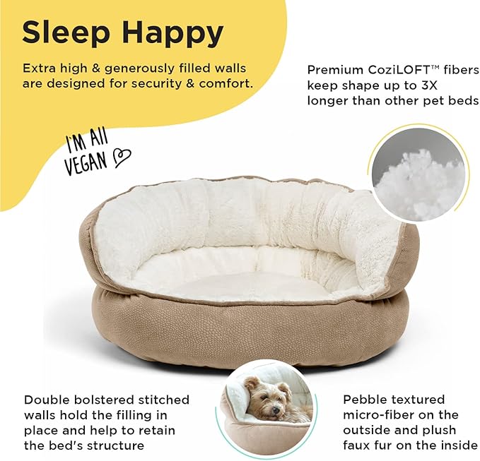 Best Friends by Sheri Pet Throne Wheat Jumbo Round Orthopedic Cat and Dog