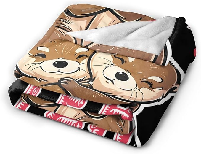Otters Blanket Cute Otters Throw Blanket Just A Girls Who Loves Otters Decor Stuff Merch Cozy Print Flannel Fleece Soft Plush Fuzzy Warm Lightweight Bedding Otters Gifts for Women Teenager 50"X40"