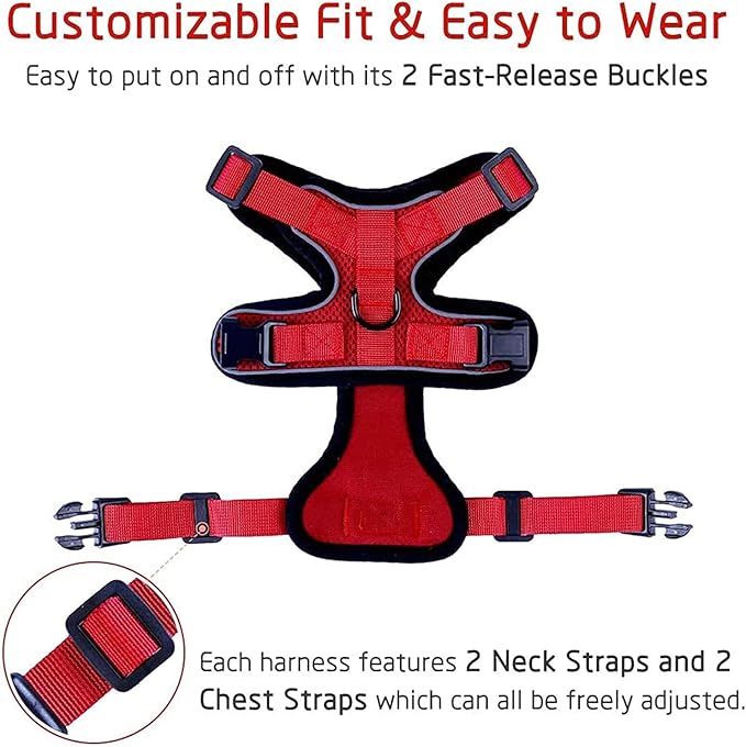 rabbitgoo Cat Harness and Leash for Walking, Escape Proof Soft Adjustable Vest Harnesses for Cats, Easy Control Breathable Reflective Strips Jacket, Red, S