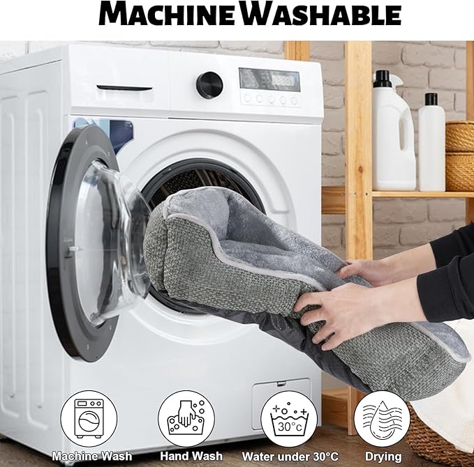 Dog Bed for Puppy & Cats Rectangle Washable Soft Orthopedic Pet Sofa Bed for Dog Cat Beds for Indoor Cats with Anti-Slip Bottom Dark Grey S