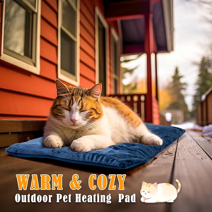 Kiroto Pet Heating Pad, Outdoor Heating Pad for Cats, Cat Heating Pad for Cat House Outside, Waterproof Cat Warming Pad for Feral Cats, Safe Electric Heat Pad, Heated Outdoor Cat Bed, 27" X 16"