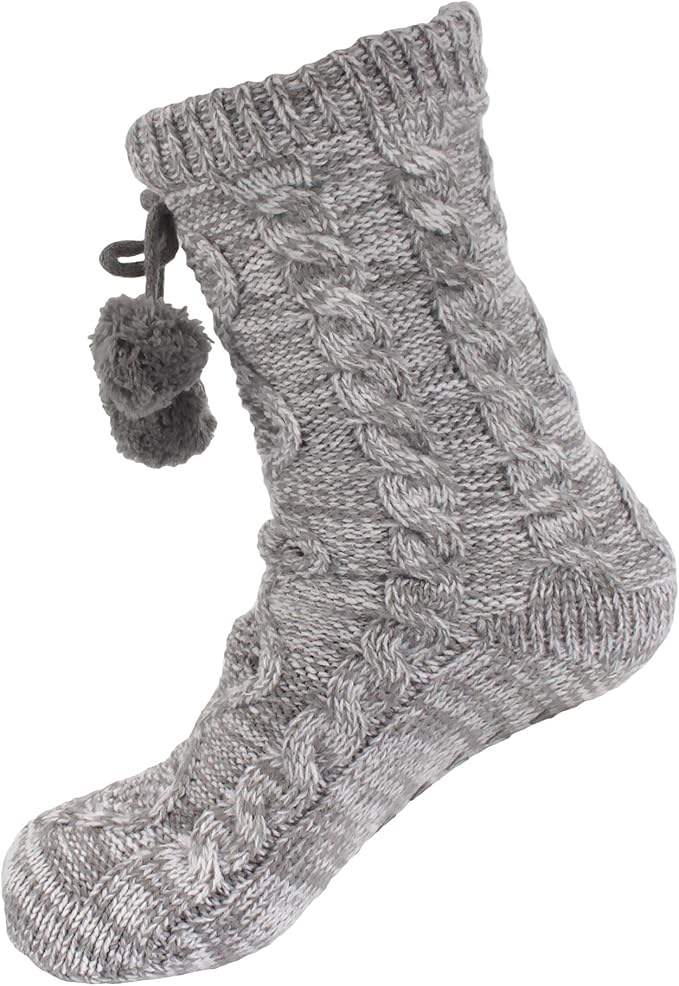 BambooMN Extra Thick Cozy Fuzzy Animal Thermal Cabin Plush Fleece-lined Knitted Crew Socks