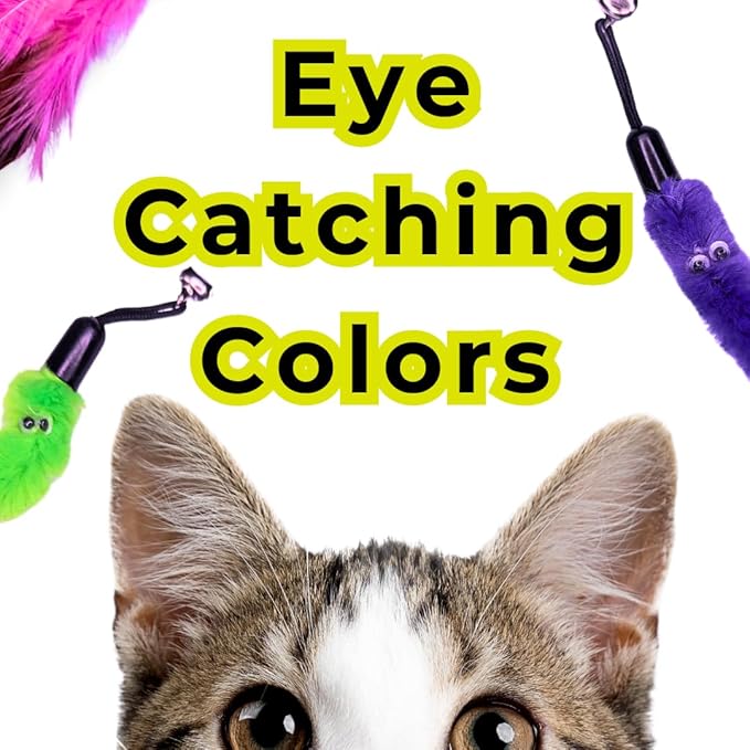 Interactive Cat Toy Teaser Wand - 7 Pack