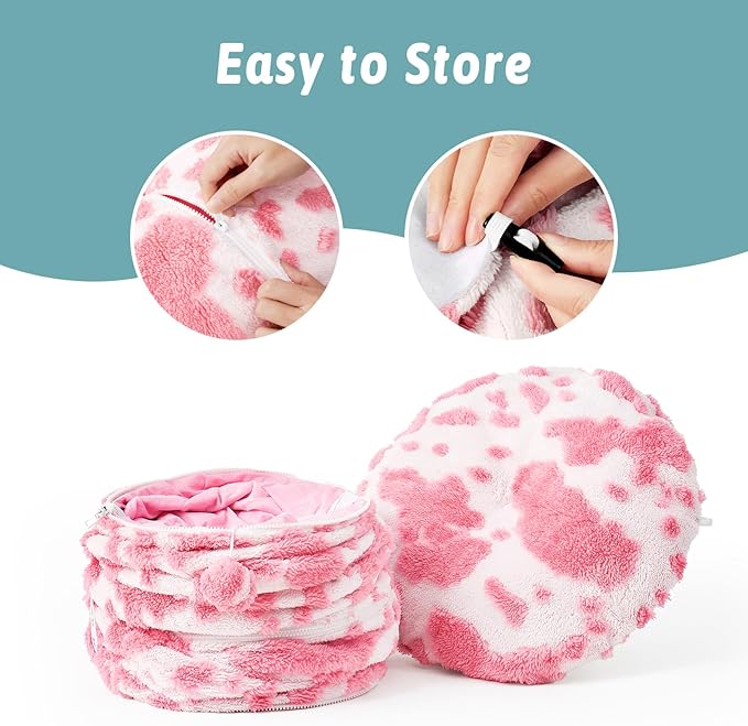 Cat Tunnel Bed for Indoor Cats - Cute Cat Donut Tunnel with Washable Circle Cushion, Round Pet Play Tunnel Toy for Kitten/Puppy/Rabbit,Pink&White