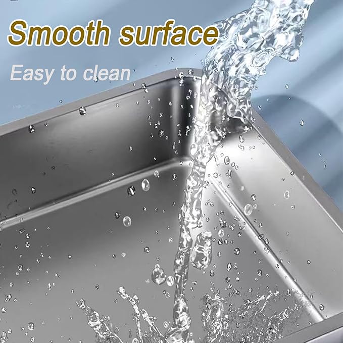 2 Pack Stainless Steel Cat Litter Box, 17.7" X 13.8" X 5.9" Litter Box for Kittens Open Metal Litter Box for Small to Medium Cats, Rabbits